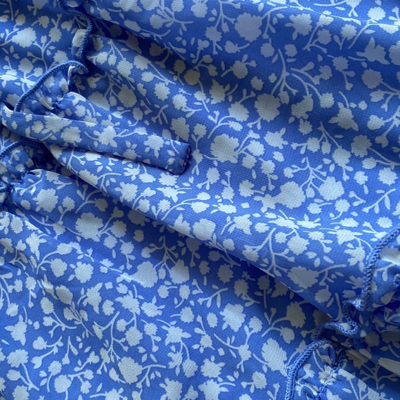 Blue and White Floral Mini Skirt - Picture 2 of 4